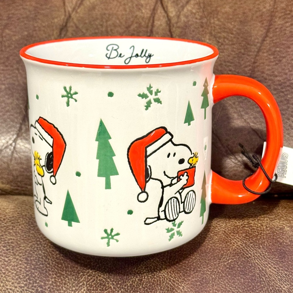 Be Jolly - Peanuts Snoopy & Woodstock with Christmas Trees 21oz Ceramic Mug